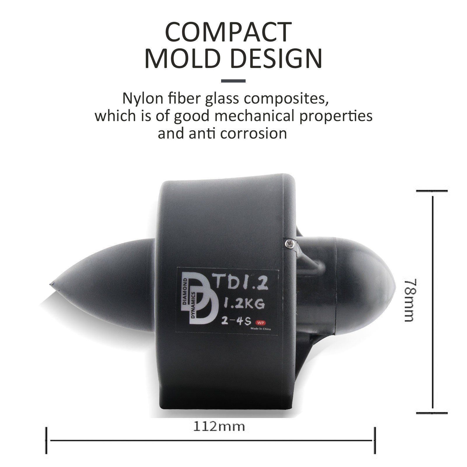 TD1.2 12-24V 312W 100M Underwater Thruster without ESC For Kayaks ROVs