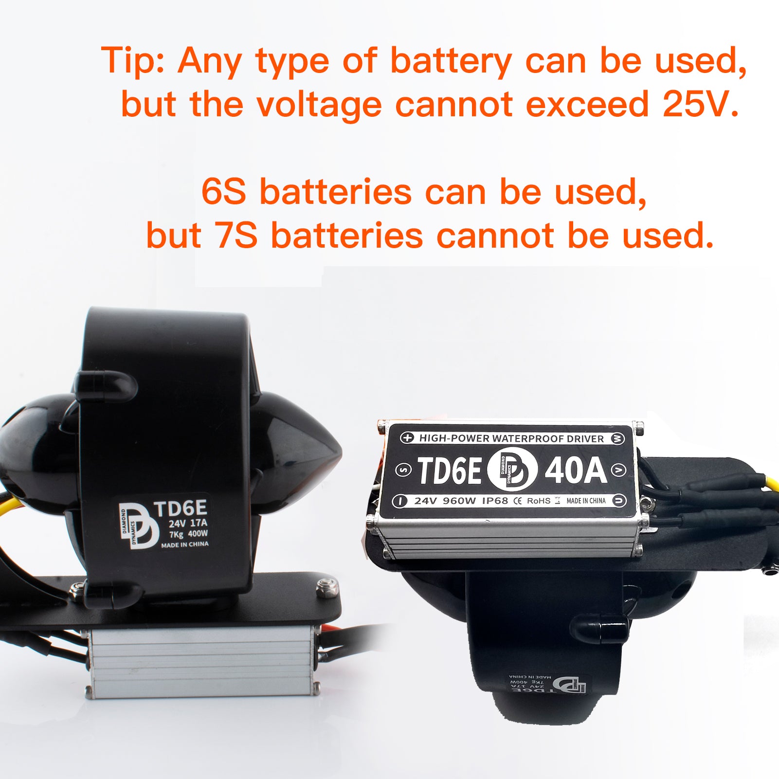 TD6E CW&CCW 24V 14kg 800W Underwater Thruster For Kayaks Fishing Boat