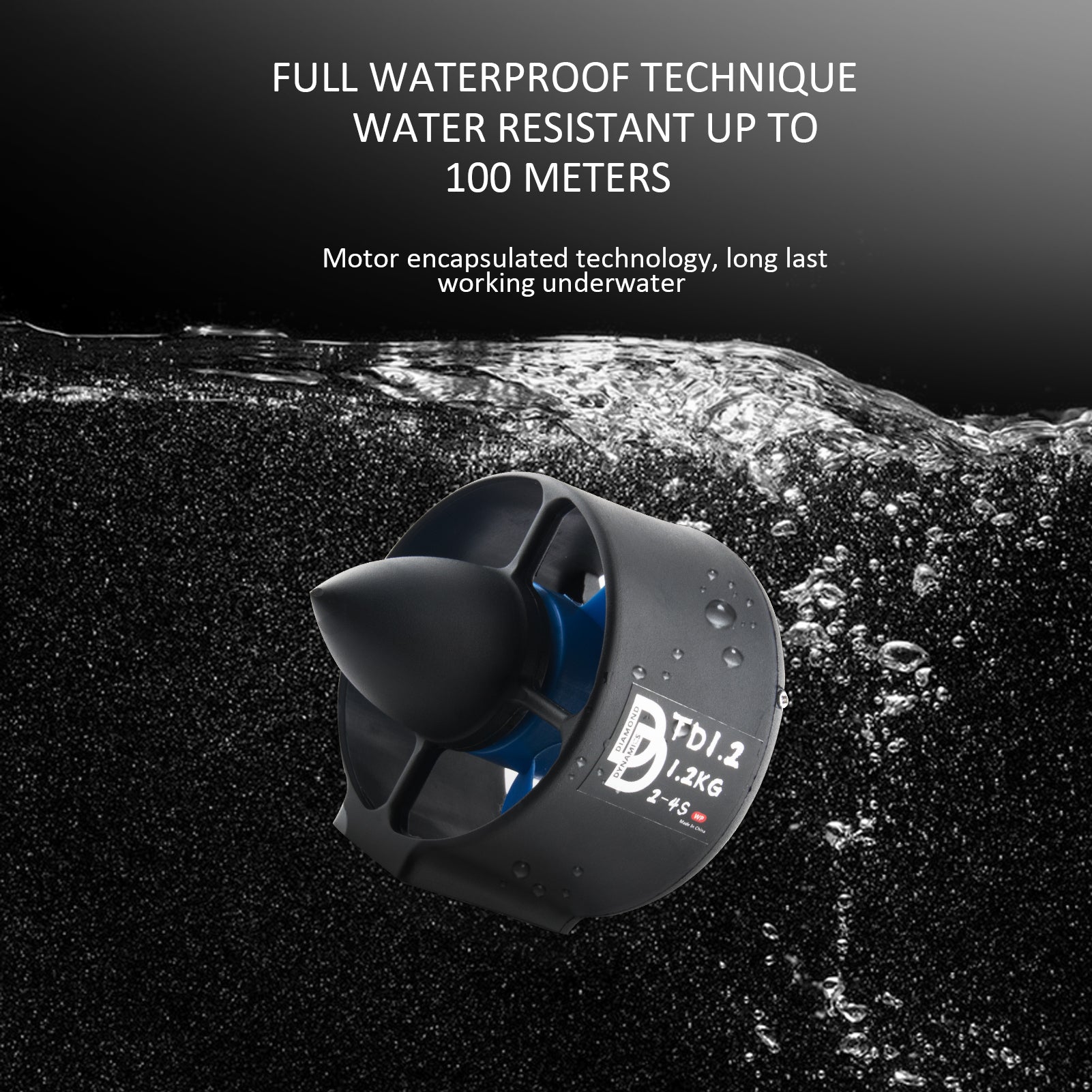 TD1.2 12-24V 312W 100M Underwater Thruster without ESC For Kayaks ROVs